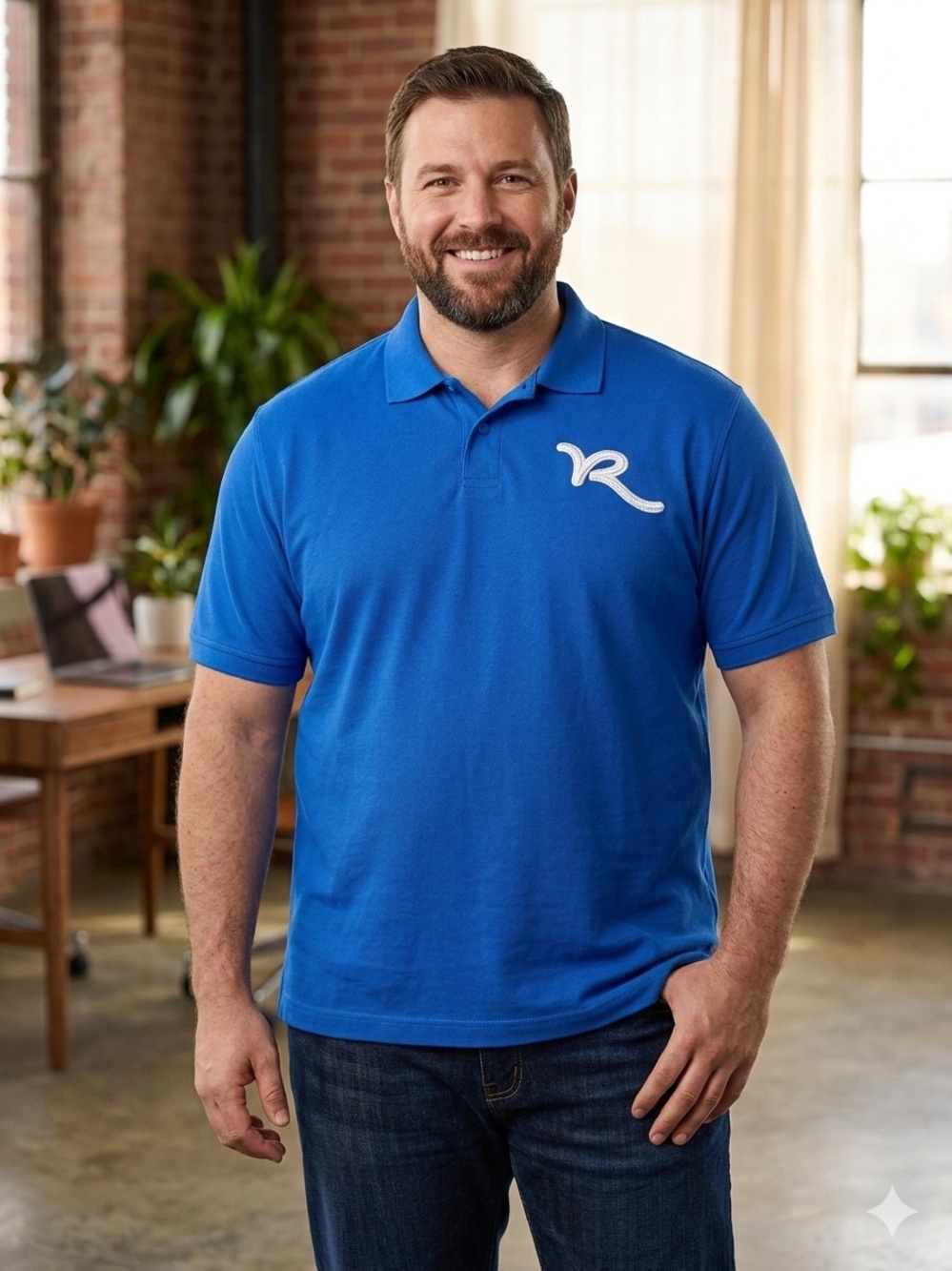 Rocawear Men’s XL Blue Polo – 100% Cotton Streetwear Essential Embroidered Logo